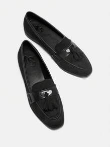 CUCCOO BIZCHIC Damen einfarbige, modische, vielseitige Lässig Ballerinas für Weihnachten und Neujahrsstimmung, Herbst und Winter - Schwarz - Übersicht 2
