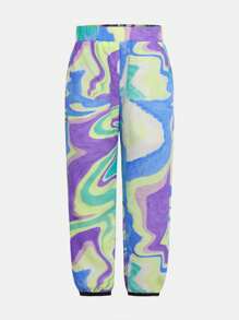 SHEIN Młoda dziewczyna swobodny jednolity kolor patchworkowy zamek błyskawiczny z przodu długi rękaw wiatrówka kurtka i spodnie garnitur - Wielokolorowe - Zobacz 3