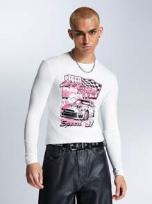 Manfinity VCAY Men Loose Fit Graphic Print Short Sleeve Tee, Crew Neck, Suitable For Summer - White - View 6