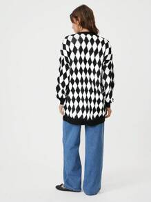 SHEIN EZwear Áo khoác cardigan dáng rộng tay đèn lồng đính sequin cho nữ, thích hợp mặc dự tiệc và mặc ở nhà, mùa thu/đông - trắng - Xem 2