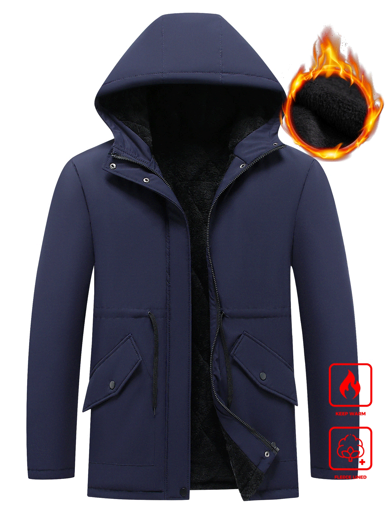 Manfinity Homme Men Thermal Lined Padded Coat With Drawstring