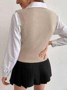 Flirla Casual effen gebreid vest, veelzijdig voor lente en herfst