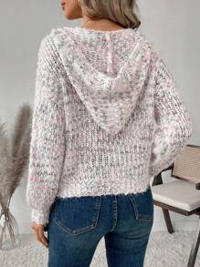 SHEIN LUNE Women V-Neck All Over Print Pocket Casual Long Sleeve Pullover Sweater Knit Pullover Fall Winter Outfit - Multicolor - View 2