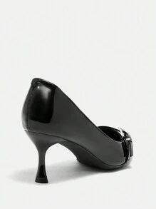 CUCCOO BIZCHIC Zapatos de tacón alto puntiagudos de color negro, estilo sexy, adecuados para ir al trabajo, citas, fiestas y otras ocasiones como Año Nuevo, Día de San Valentín - Negro - Ver 8