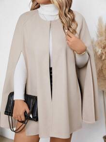 Plus Size Solid Color Minimalist Style Knit Cardigan, Casual Everyday Wear