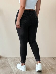 EURMUSE WOMEN PLUS SIZE SKINNY HIGH WAIST JEANS