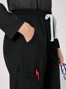 TaskEZ V-Neck Long Sleeve Ombre Minimalist Top And Pants Scrub Uniform Set - Multicolor - View 8