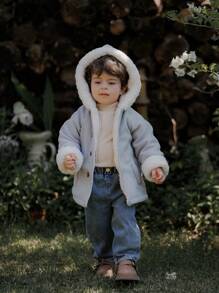 SHEIN Modna minimalistyczna kurtka z długim rękawem dla chłopca/dziewczynki, zimowa