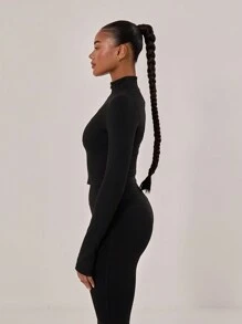 Musera Sport 短款拉链运动夹克，适合板式网球、网球、匹克球和健身房运动。 - 黑色 - 查看 4