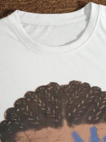 Manfinity Dauomo Men's Summer Casual Figure Print Round Neck Short Sleeve T-Shirt