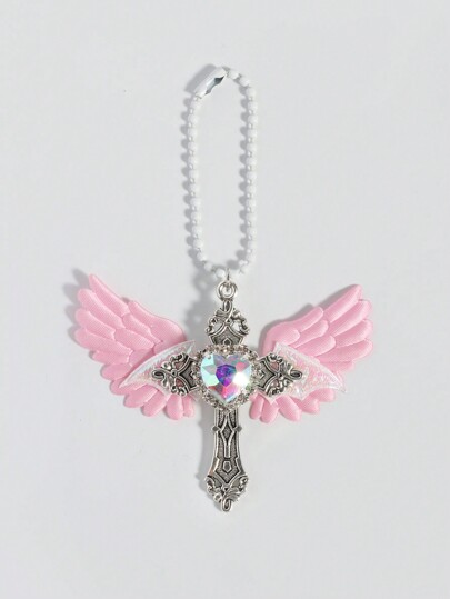 Goth 1 pezzo Ciondolo per telefono stile Y2K con croce e cuore in zirconi colorati, accessorio portachiavi, adatto per San Valentino