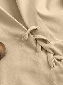 SHEIN MOD 秋冬女士卡其色收腰长袖夹克 - 杏色 - 查看 4