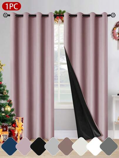 1 pieza Cortina opaca ligera con revestimiento negro aislante, adecuada para sala de estar, dormitorio, cocina, baño, decoración del hogar, decoración de habitación, cortina opaca delgada