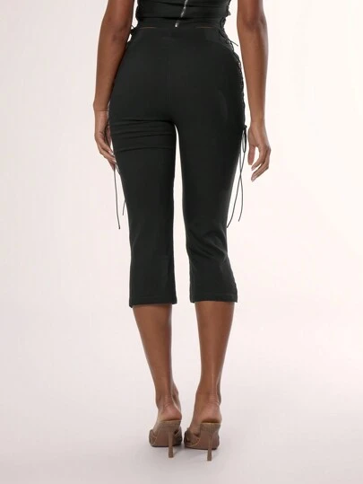 MUSERA Side Laced Up Capri Pants Summer Y2k 90's Cute Sexy Vacation Elegant Cute Ibiza Festival Club Party Spring Holiday Casual