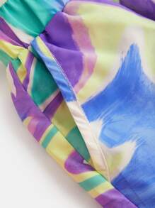 SHEIN Młoda dziewczyna swobodny jednolity kolor patchworkowy zamek błyskawiczny z przodu długi rękaw wiatrówka kurtka i spodnie garnitur - Wielokolorowe - Zobacz 5