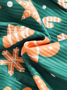 Young Girls Fashion Christmas Cartoon Print Strap Flare Jumpsuit - Multicolor - View 7