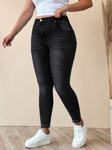 EURMUSE WOMEN PLUS SIZE SKINNY HIGH WAIST JEANS