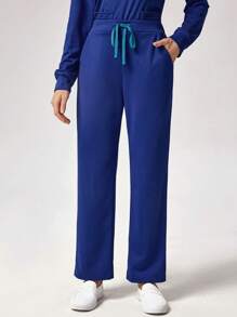 TaskEZ Solid Color Hooded Top And Pants Scrub Uniform Set
