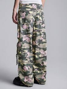ROMWE MEN Street Life 男式迷彩与花卉印花多口袋直筒休闲工装牛仔裤 - 彩色 - 查看 3