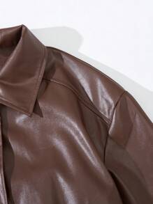 Teenage Boy Street Style PU Leather Biker Jacket, Suitable For Party, Autumn/Winter