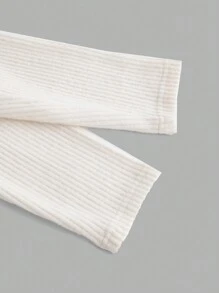 SHEIN MOD 大码可爱大码蝴蝶结装饰后背修身长袖 T 恤 - 黑與白 - 查看 4