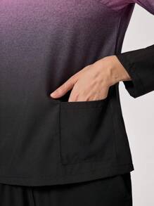 TaskEZ V-Neck Long Sleeve Ombre Minimalist Top And Pants Scrub Uniform Set - Multicolor - View 4