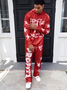 PAVTROS Set de hanoraci și pantaloni de trening pentru bărbați, cu litere și pentagrame, casual