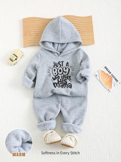 Cozy Pixies 2pcs Baby Boy Knit Soft Crew Neck Long Sleeve Sweatshirt And Jogger Pants Set