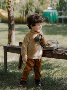 SHEIN 2pcs Cute Long Sleeve Top And Long Pants Set, Casual Style For Babies, Autumn/Winter - Multicolor - View 5