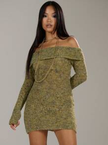 MUSERA 露肩迷你毛衣连衣裙 - 彩色 - 查看 1