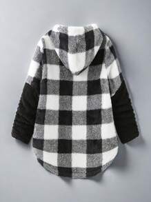INAWLY Plaid Patchwork Faux Sherpa Women Casual Sweatshirt, Autumn/Winter