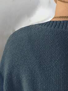 EMERY ROSE Plus Size Women Plain Crew Neck Long Sleeve Casual Sweater, Autumn/Winter