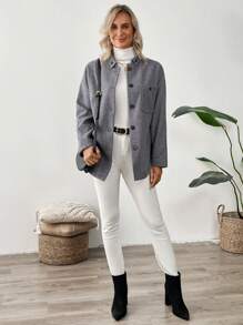 EMERY ROSE Grey Ladies' Overcoat Winter Outfits Women Clothes