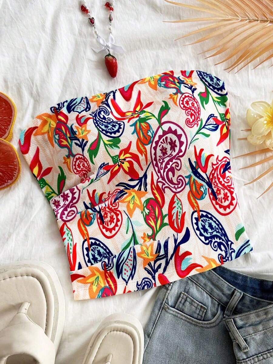 Soleia 女式印花短款针织背心，适合分层搭配或外套，秋季