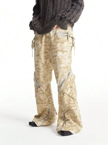 NEON BLANC Men's Street Camo Printed Woven Cargo Pants - Rust Brown - View 2