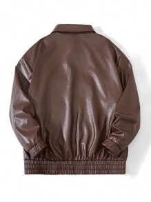 Teenage Boy Street Style PU Leather Biker Jacket, Suitable For Party, Autumn/Winter