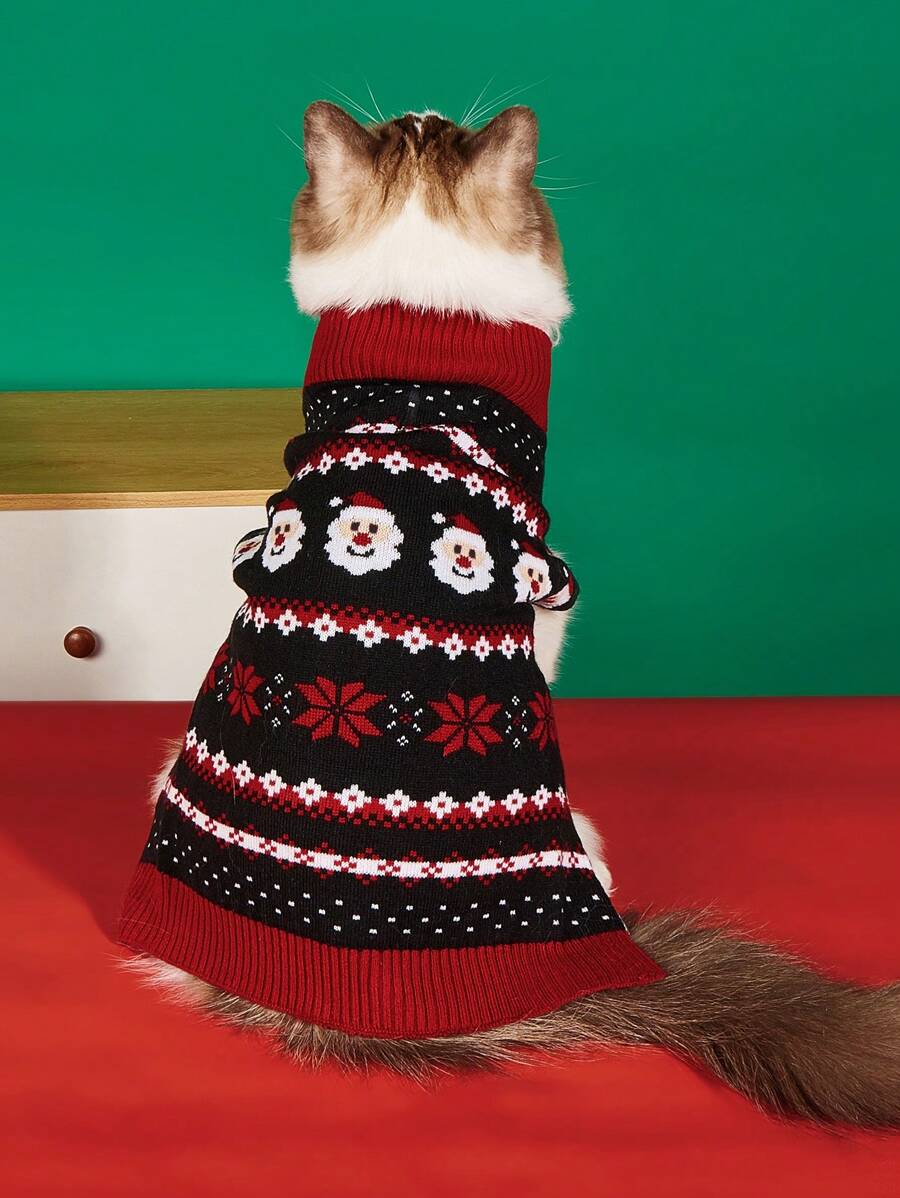 PETSIN 圣诞圣诞老人条纹可爱温暖宠物毛衣 - 彩色 - 查看 1