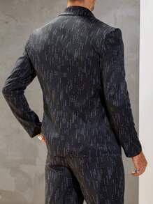 Manfinity Mode 男士圆点印花缺口领长袖西装外套和裤子休闲商务套装