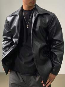 DAZY 男士秋季纯黑色皮夹克/外套
