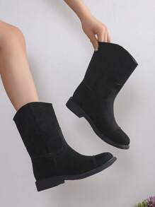 1 Pair Girls Fashion Casual Boots For Teens, Spring/Autumn - Black - View 2