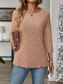 EMERY ROSE Quần áo mùa thu cho nữÁo thun dài tay cổ tròn thường ngày dành cho nữ - Nhiều màu - Xem 5