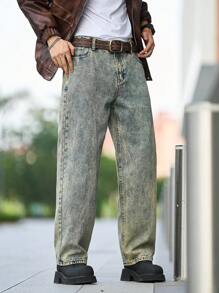 Manfinity Hypemode Jeans casual da uomo, gamba dritta, ampi