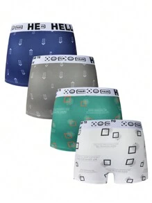 Quần lót nam cạp chun in chữ 4 món - Nhiều màu - Xem 2