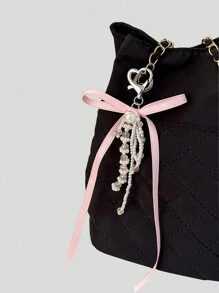 ROMWE Kawaii 1 chiếc nơ đính hạt ngọc trai pha lê hình trái tim cho bé gái/Phụ kiện túi xách - Nhiều màu - Xem 1