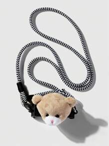 ROMWE Kawaii 1 pieza Correa de teléfono desmontable con oso de peluche de dibujos animados lindo y cereza bicolor, correa de hombro cruzada para mujeres, niñas, estudiantes, uso diario, regalo de vacaciones