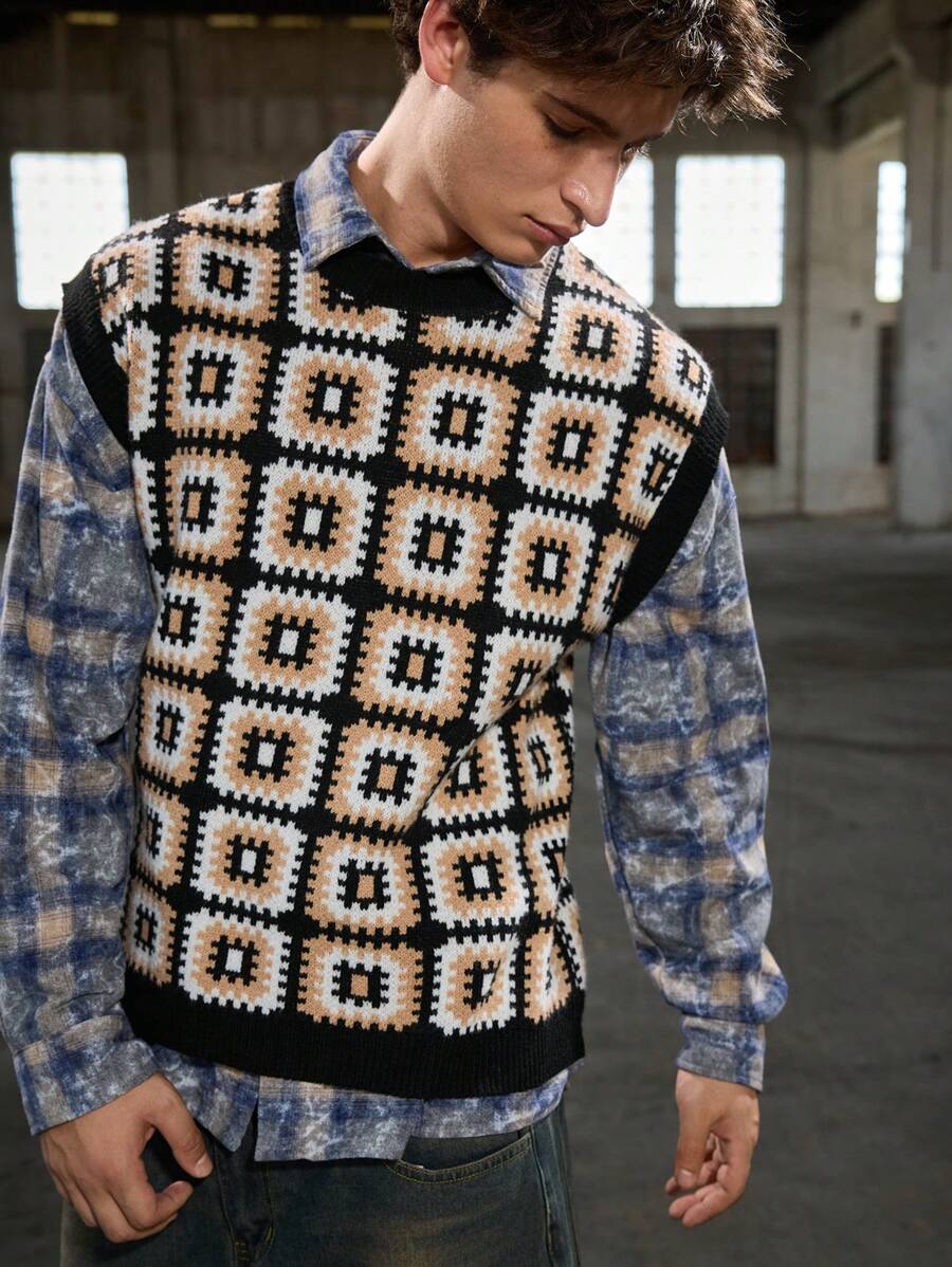 Manfinity VCAY Gilet casual e morbido senza maniche in maglia alla moda, adatto per l'autunno e l'inverno, da uomo