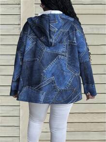 EMERY ROSE Áo khoác nỉ in họa tiết denim cỡ lớn thời trang thu đông cho nữ - Nhiều màu - Xem 2