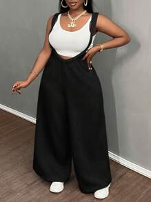 Slaydiva Casual Grey Wide Leg Drawstring Tie Pants - Black - View 3