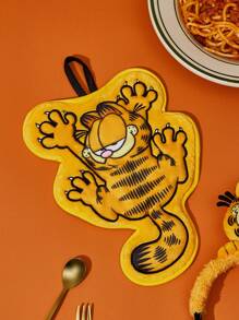 GARFIELD | SHEIN Khăn tay thêu hình mèo hoạt hình màu cam - trái cam - Xem 3