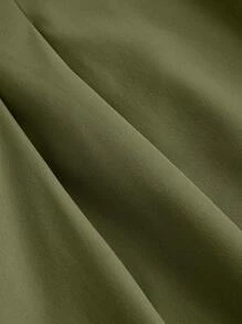 SHEIN MOD Quần ống rộng cổ điển màu trơn cỡ lớn dành cho nữ có thắt lưng vào mùa thu/đông - xanh quân đội - Xem 4